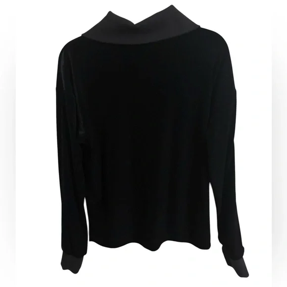 Spanx Black Velvet Zip Up Collared Sweatshirt XL - Picture 3 of 5